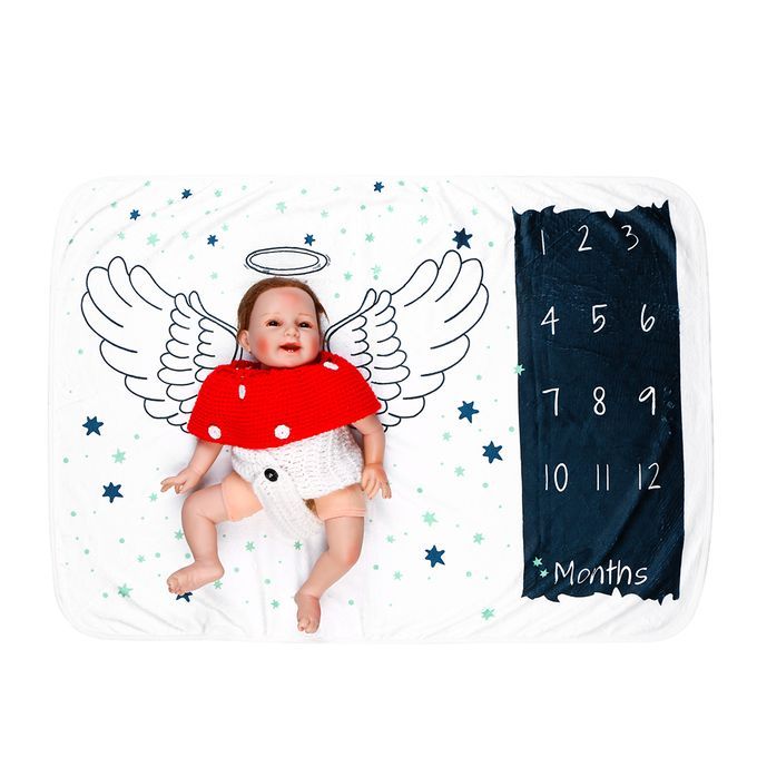 Baby Monthly Milestone Blanket For Girl Boy Floral Wings-3