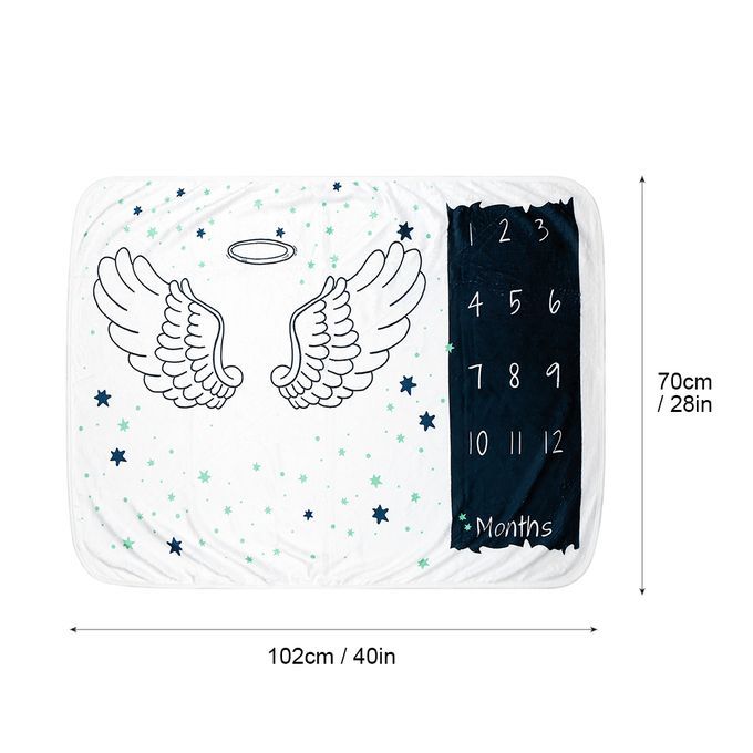 Baby Monthly Milestone Blanket For Girl Boy Floral Wings-3