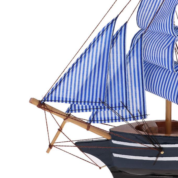 Wooden Sailboat Handmade Carved Model Pirate Ship Home Table Nautical