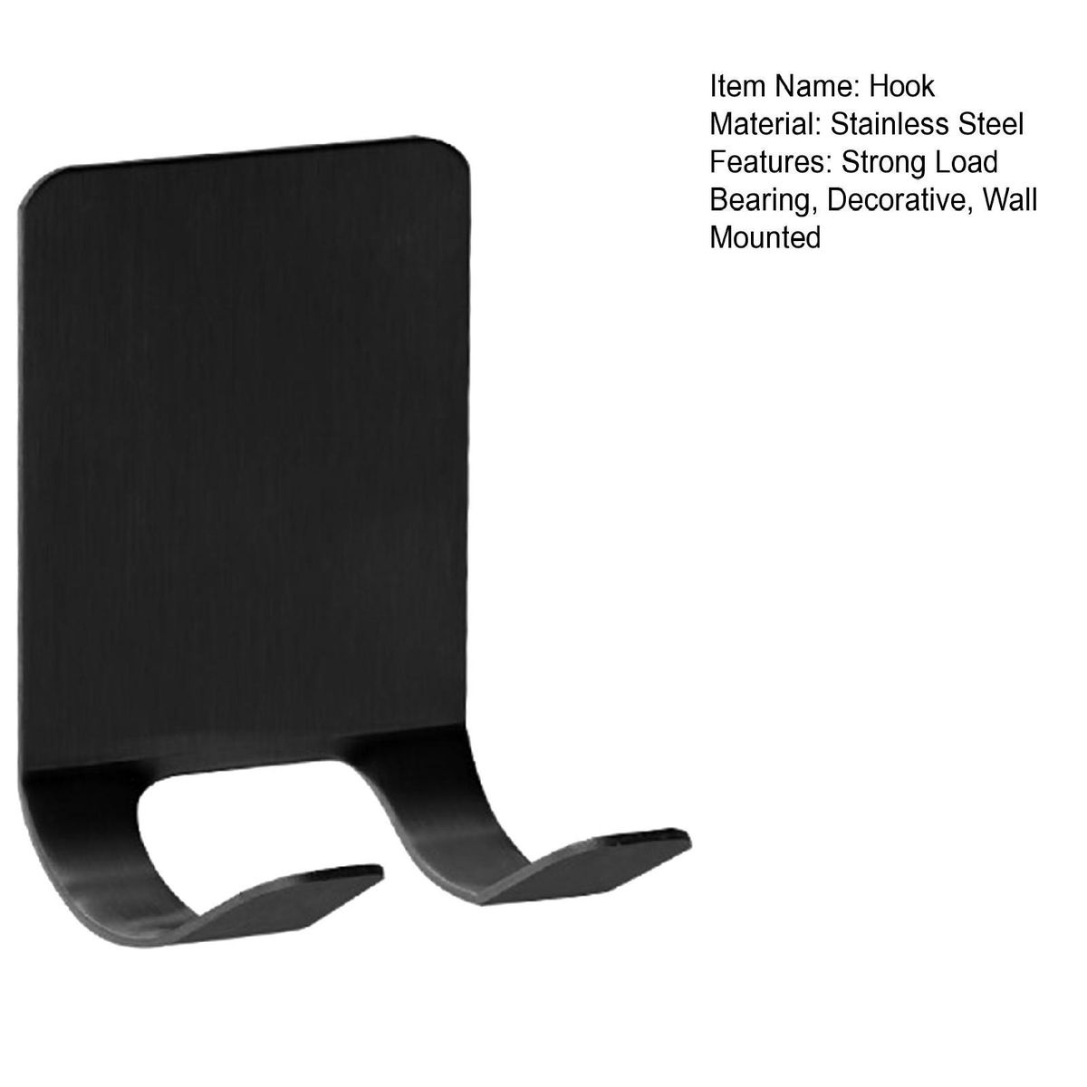 Wall Hook U-shaped Bathroom Wall Hook Storage Shelf Black