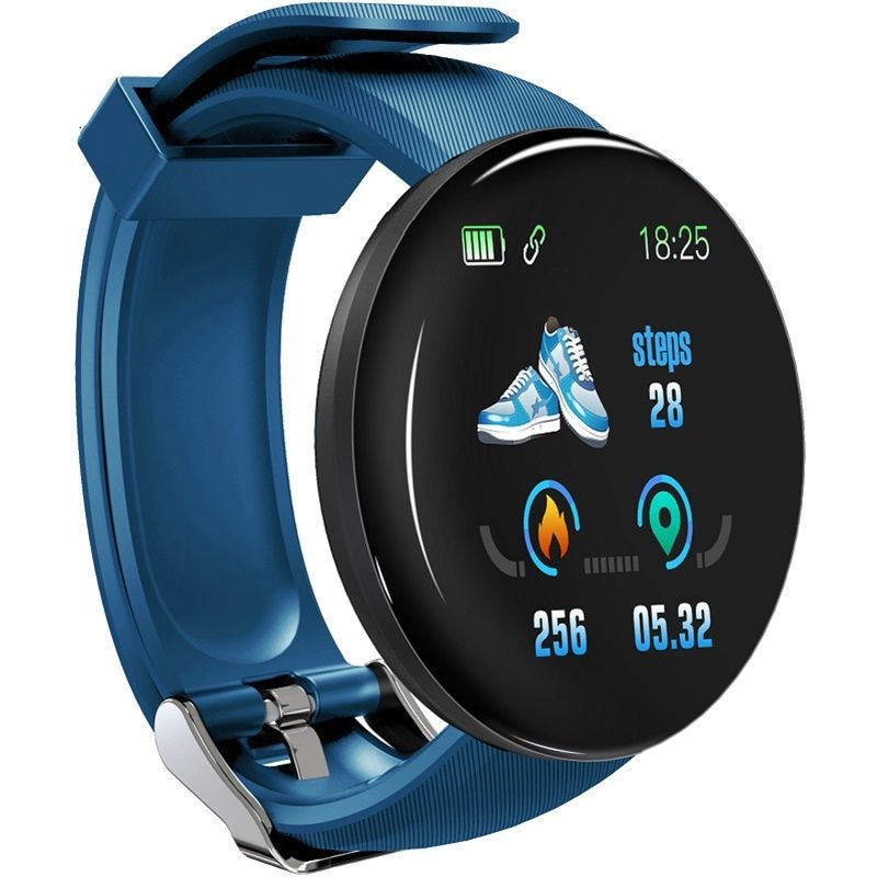 D18 1.3inch TFT Color Screen Smart Watch IP65 Waterproof,Support Call Reminder /Heart Rate Monitoring/Blood Pressure Monitoring/Sleep Monitoring(Blue)