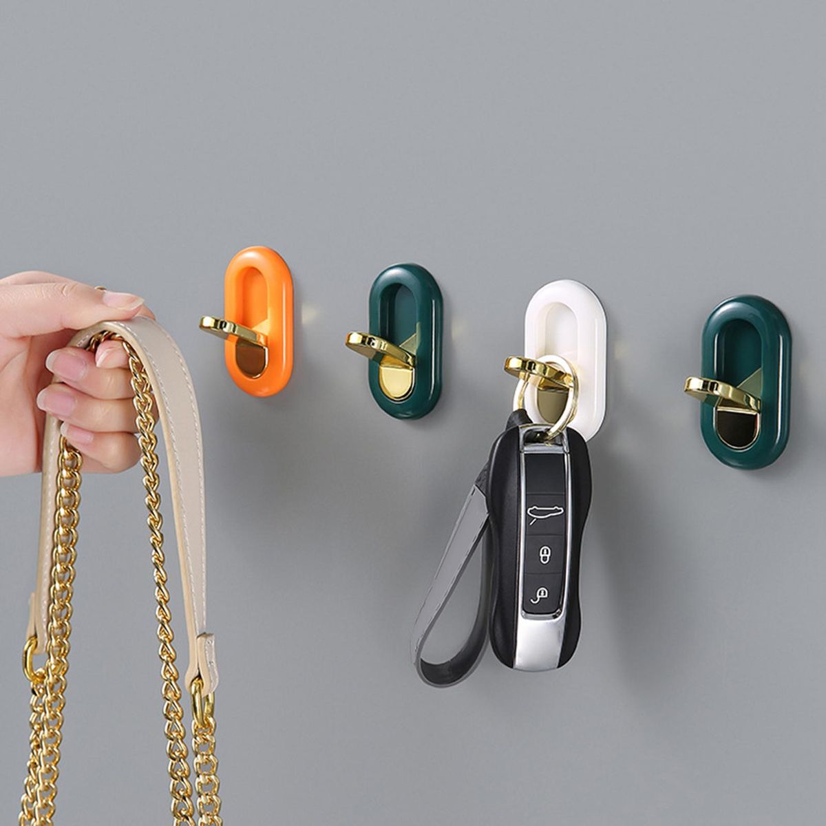 3Pcs Wall Hook Traceless Mounting Hallway Hat Scarf Keychain Hanging Hook Mix Color