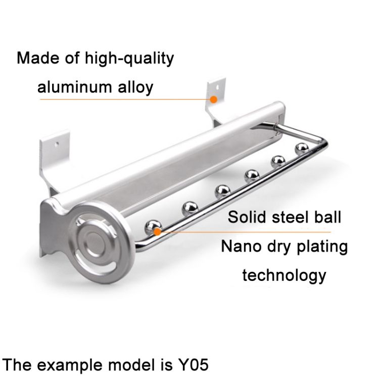 YO5C Monorail 3 Beads Wardrobe Hanging Rod Clothes Rail