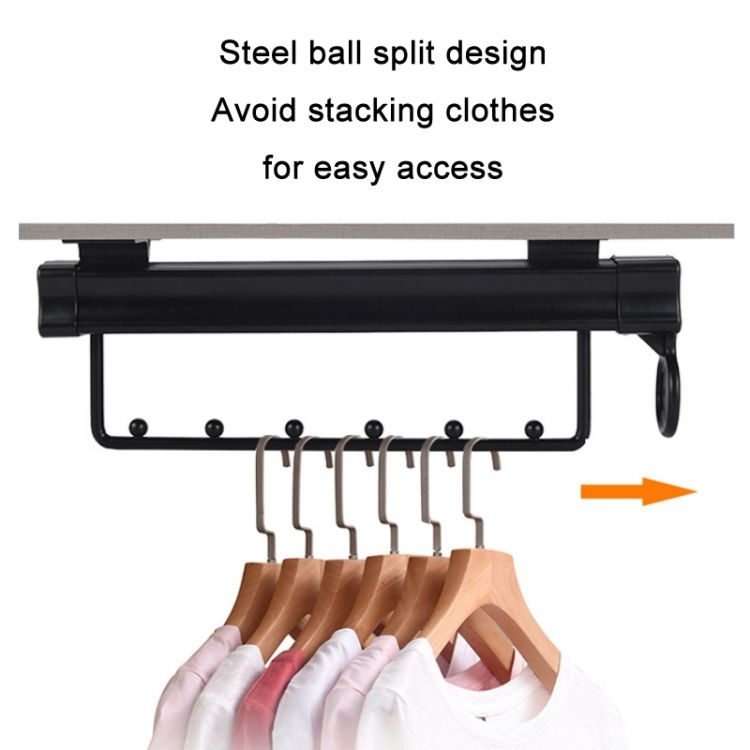 YO5C Monorail 3 Beads Wardrobe Hanging Rod Clothes Rail