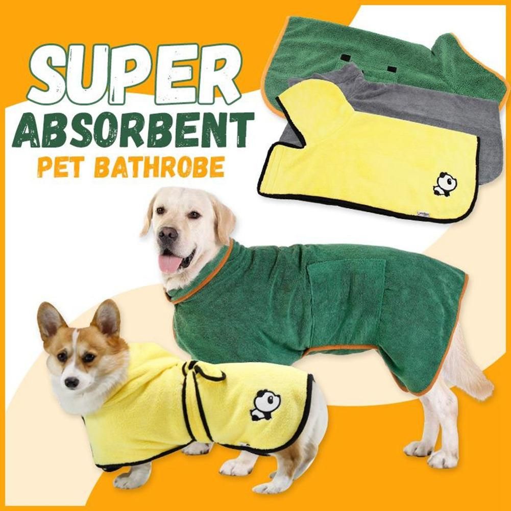 Dog Bathrobe Towel Dog Drying Coat Microfiber Fast Drying Super Absorbent Pet Dog Cat Bath Robe Towel,M Green