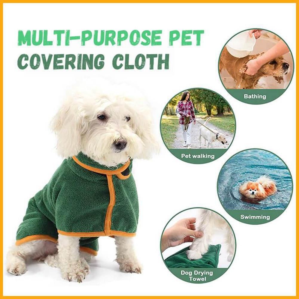 Dog Bathrobe Towel Dog Drying Coat Microfiber Fast Drying Super Absorbent Pet Dog Cat Bath Robe Towel,M Green