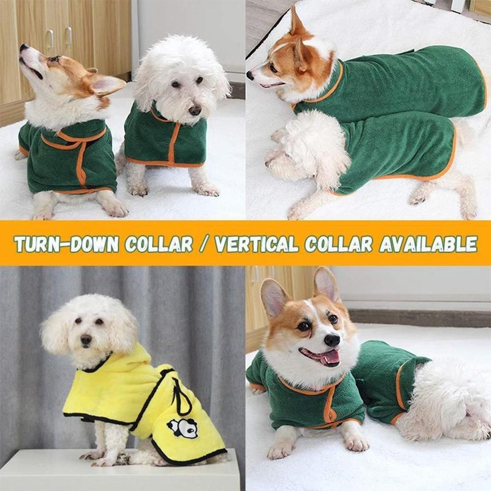 Dog Bathrobe Towel Dog Drying Coat Microfiber Fast Drying