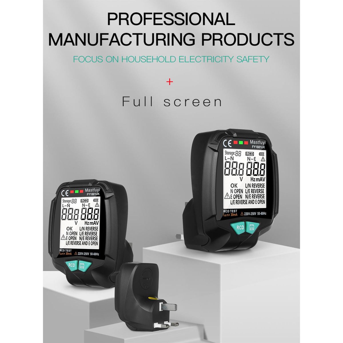mastfuyi Multifunctional Socket Tester with Digital LCD Display  Electric Socket Detector Circuit Detector Electrician Electroscope RCD Tester Ground Wire Zero Line Live Wire Phase Polarity Leakage Detector with 20 Sets of Da