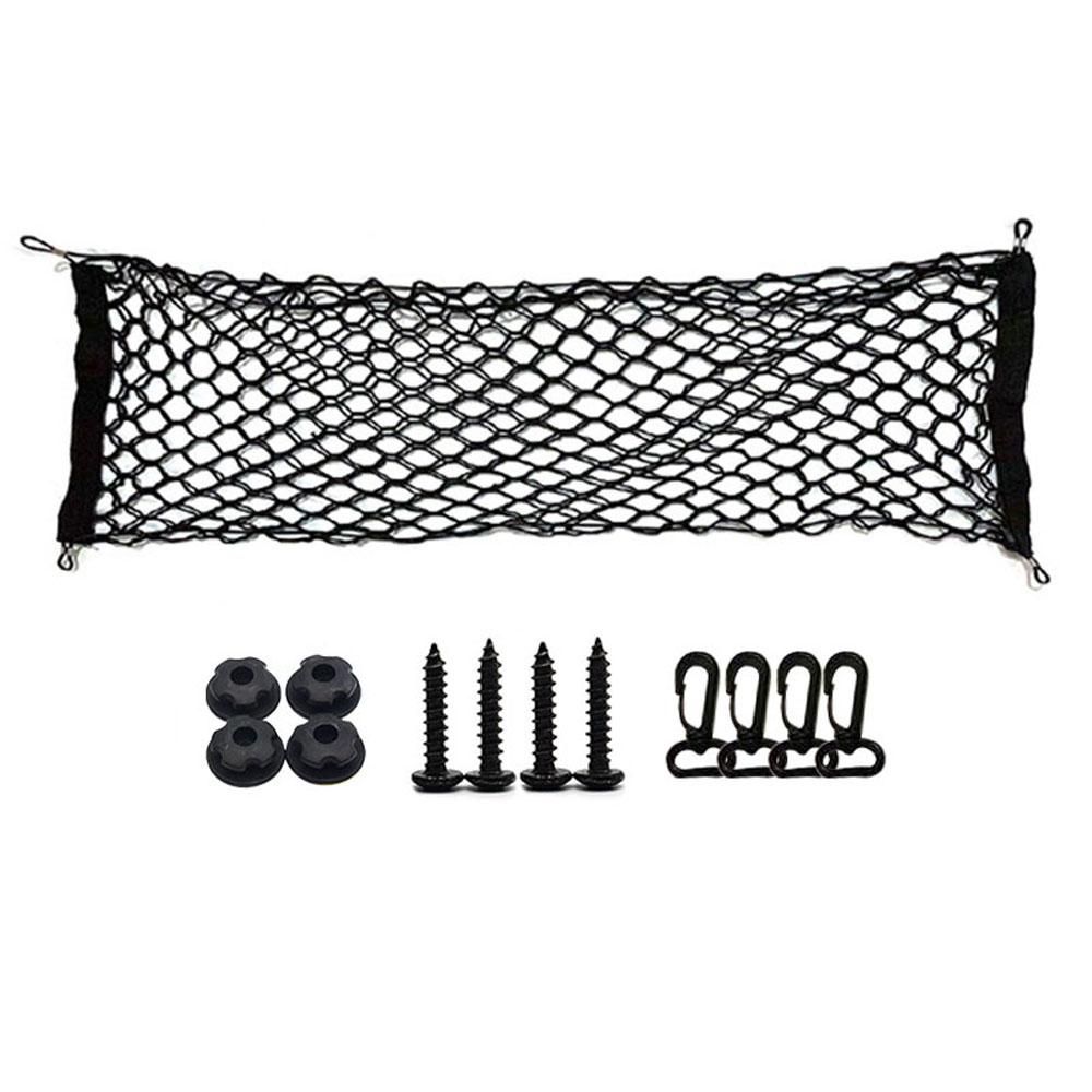 Car Rear Cargo Net Double-Layer Trunk Cargo Storage Organizer 43x16 Inch with Mounting Hooks for Car Truck SUV