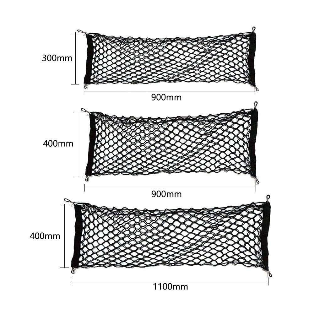 Car Rear Cargo Net Double-Layer Trunk Cargo Storage Organizer 43x16 Inch with Mounting Hooks for Car Truck SUV