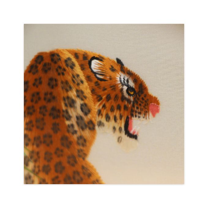 Shu Embroidery Tiger And Leopard Pictures White With Brown Ornaments Intangible Cultural Heritage