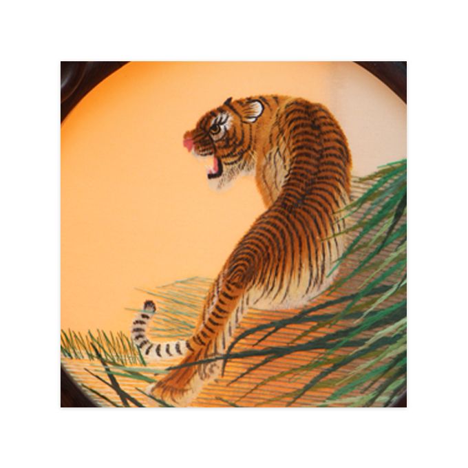 Shu Embroidery Tiger And Leopard Pictures White With Brown Ornaments Intangible Cultural Heritage