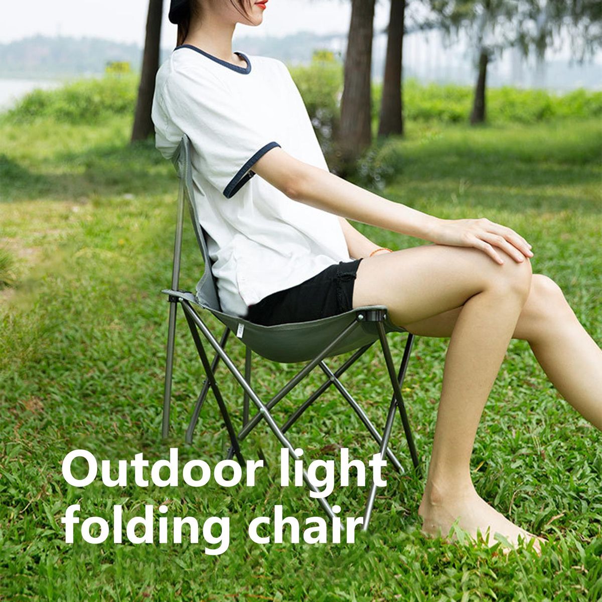 Outdoor Chair Camping Leisure Portable Folding Chair Grey