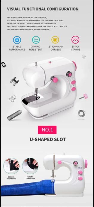 Mini Portable Electric Sewing Machine (with Industrial Thread+UK Plug)