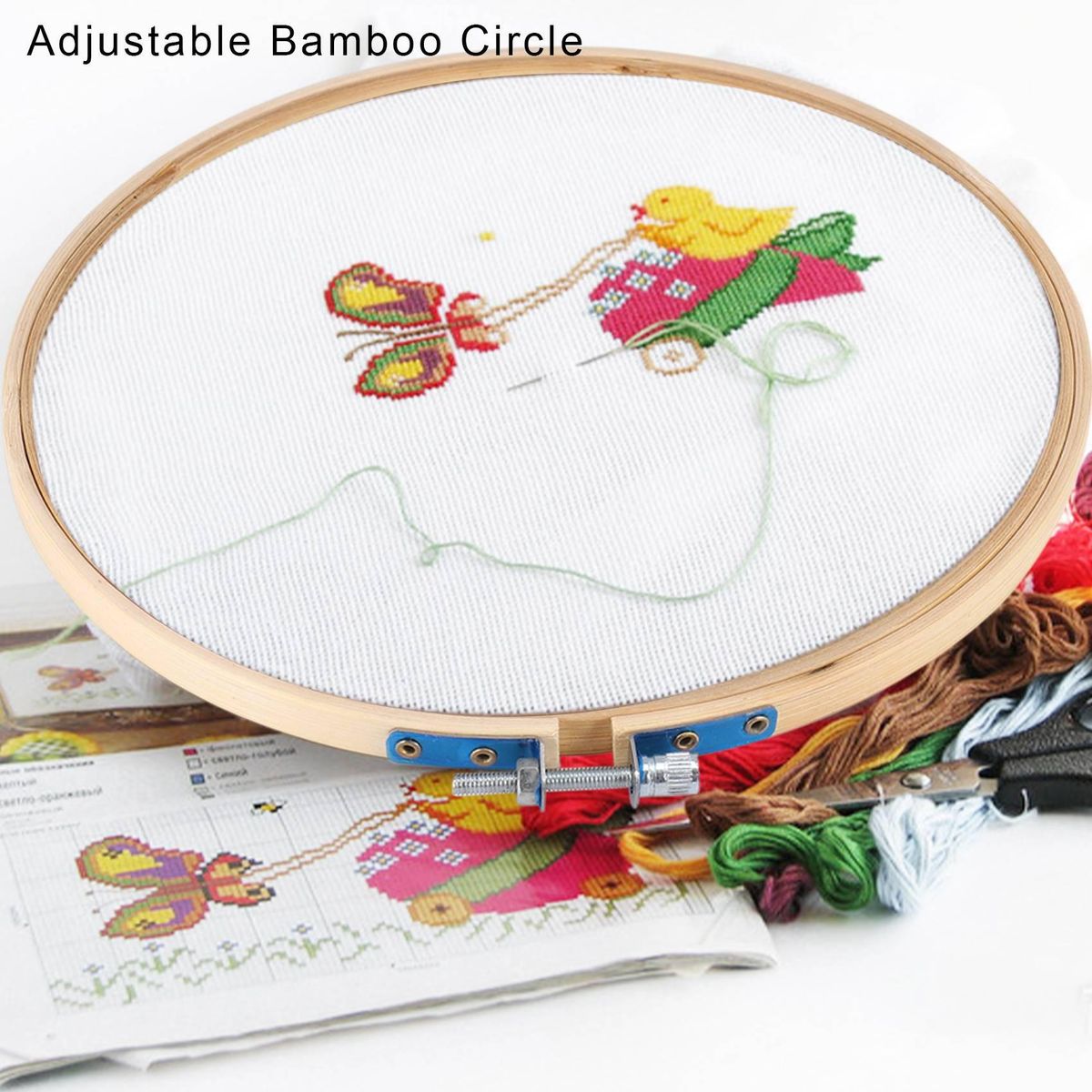 3 Pieces Embroidery Hoops Bamboo Circle Hoop Ring Set for Art Craft Sewing 3 Sizes