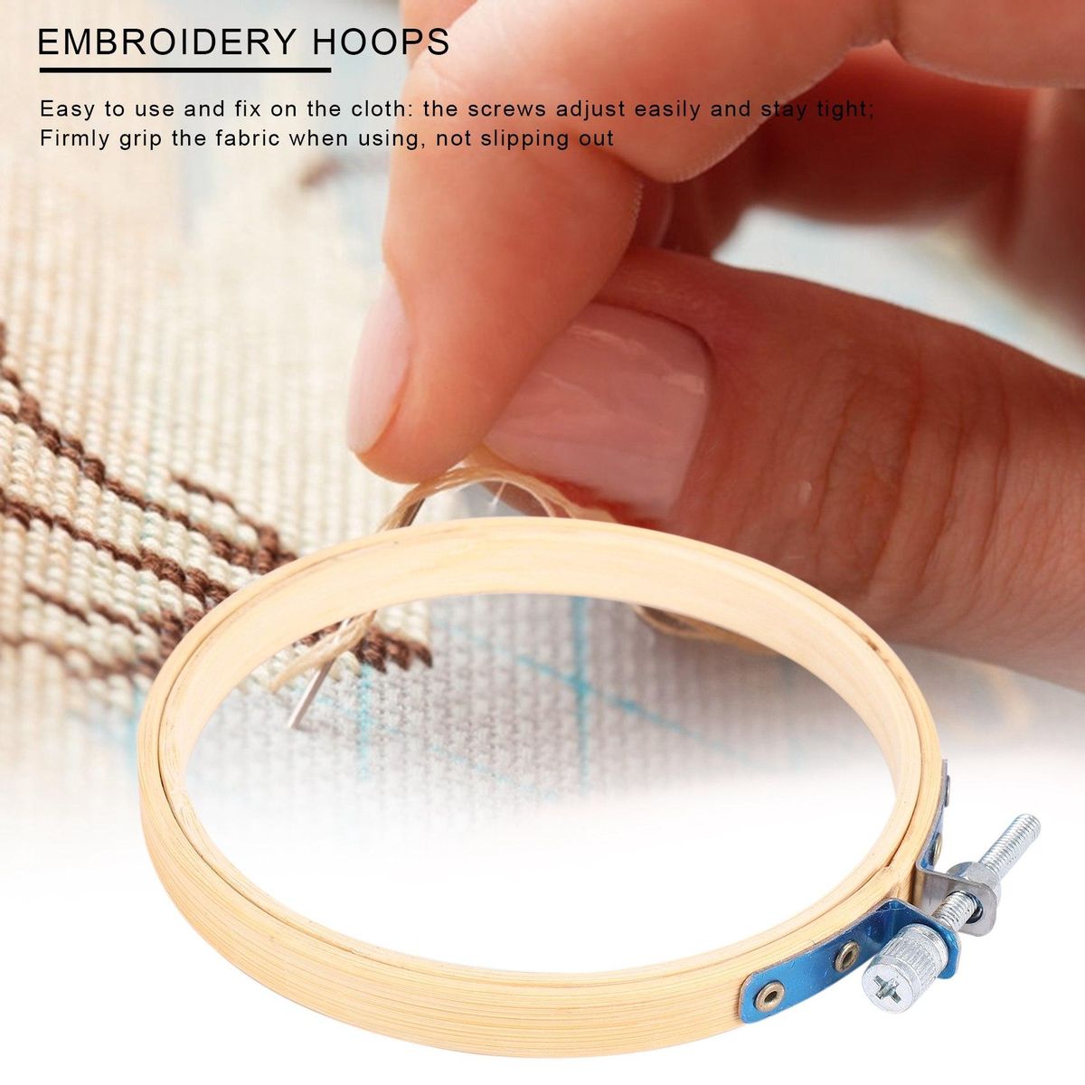 3 Pieces Embroidery Hoops Bamboo Circle Hoop Ring Set for Art Craft Sewing 3 Sizes