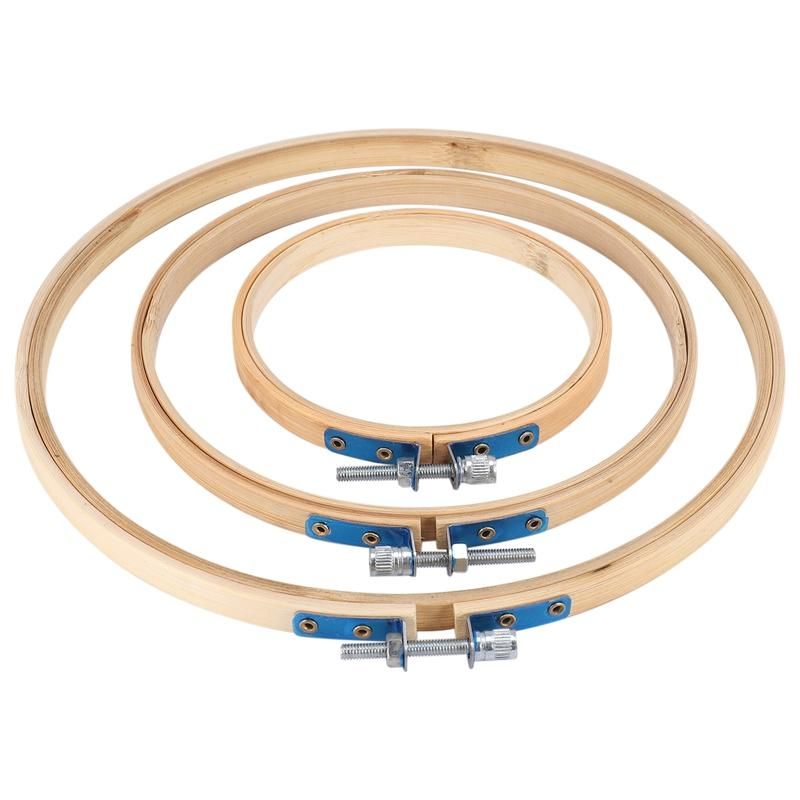 3 Pieces Embroidery Hoops Bamboo Circle Hoop Ring Set for Art Craft Sewing 3 Sizes