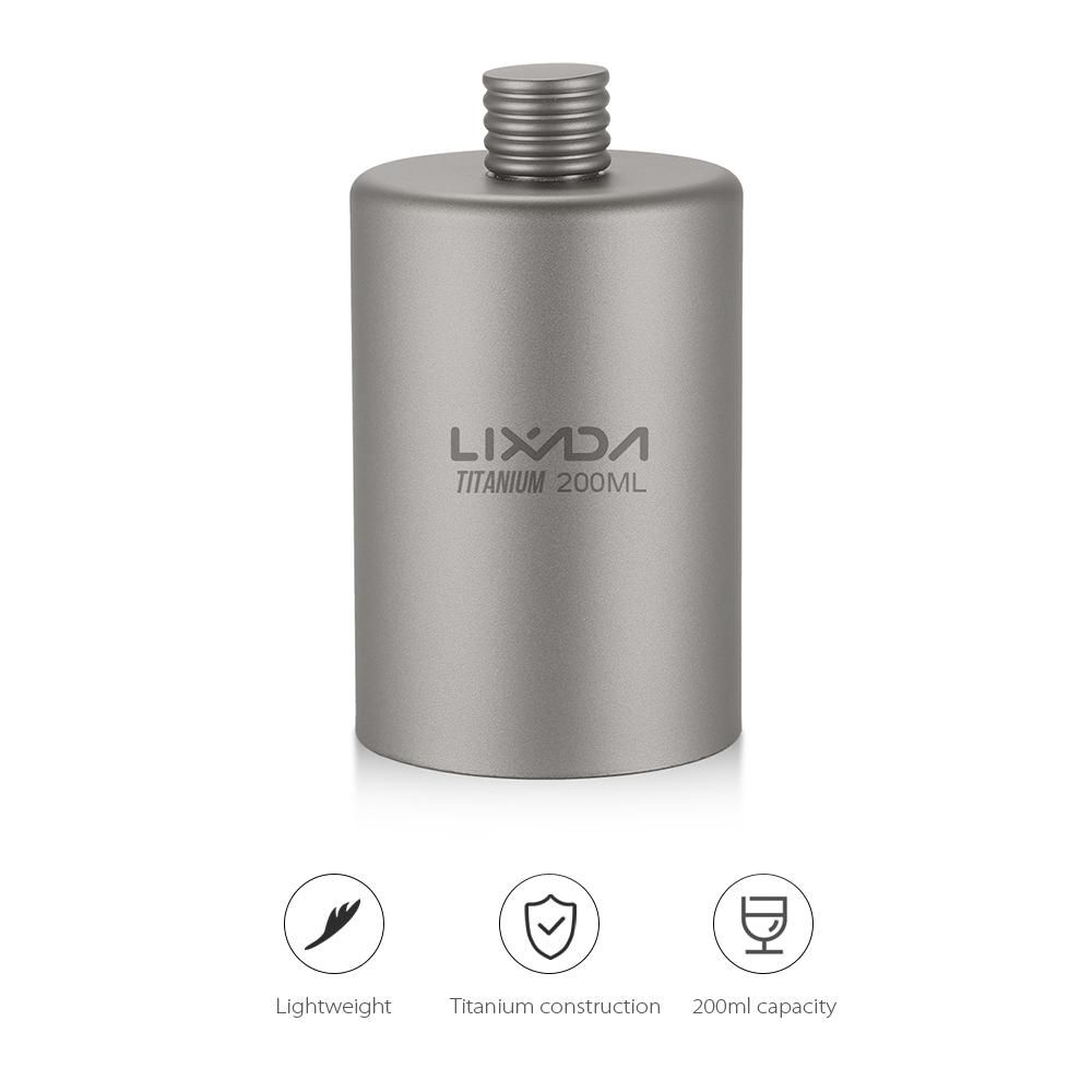 Lixada Titanium Wine Flask 200ml Lightweight Outdoor Portable Alcohol Drink Bottle Pot for Travel Camping Backpacking