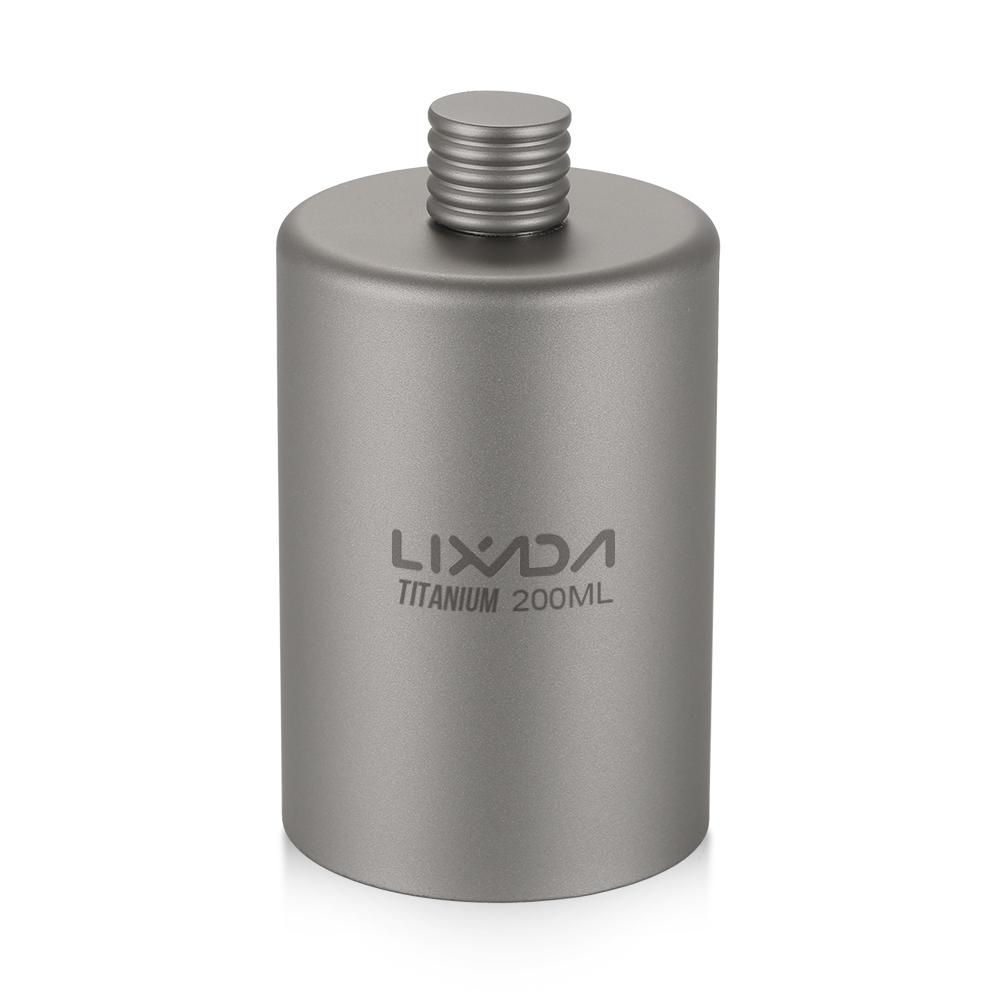 Lixada Titanium Wine Flask 200ml Lightweight Outdoor Portable Alcohol Drink Bottle Pot for Travel Camping Backpacking