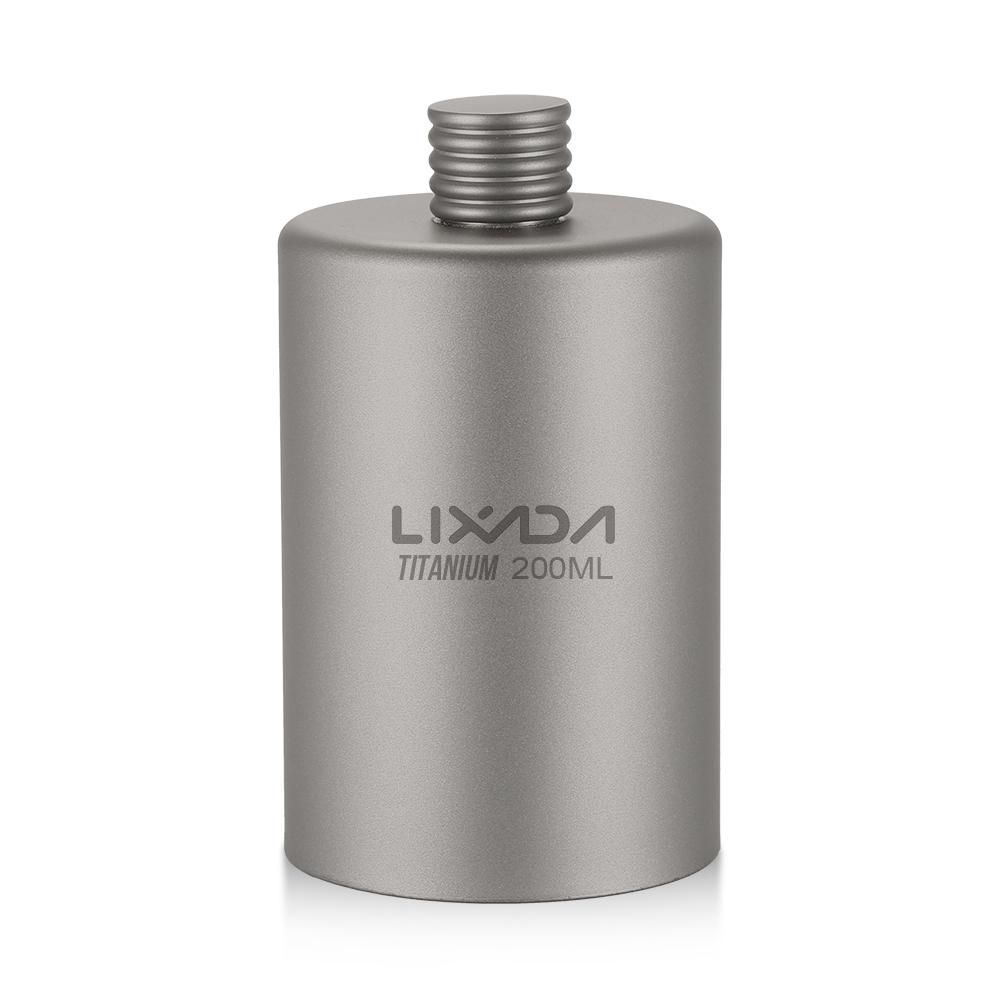 Lixada Titanium Wine Flask 200ml Lightweight Outdoor Portable Alcohol Drink Bottle Pot for Travel Camping Backpacking