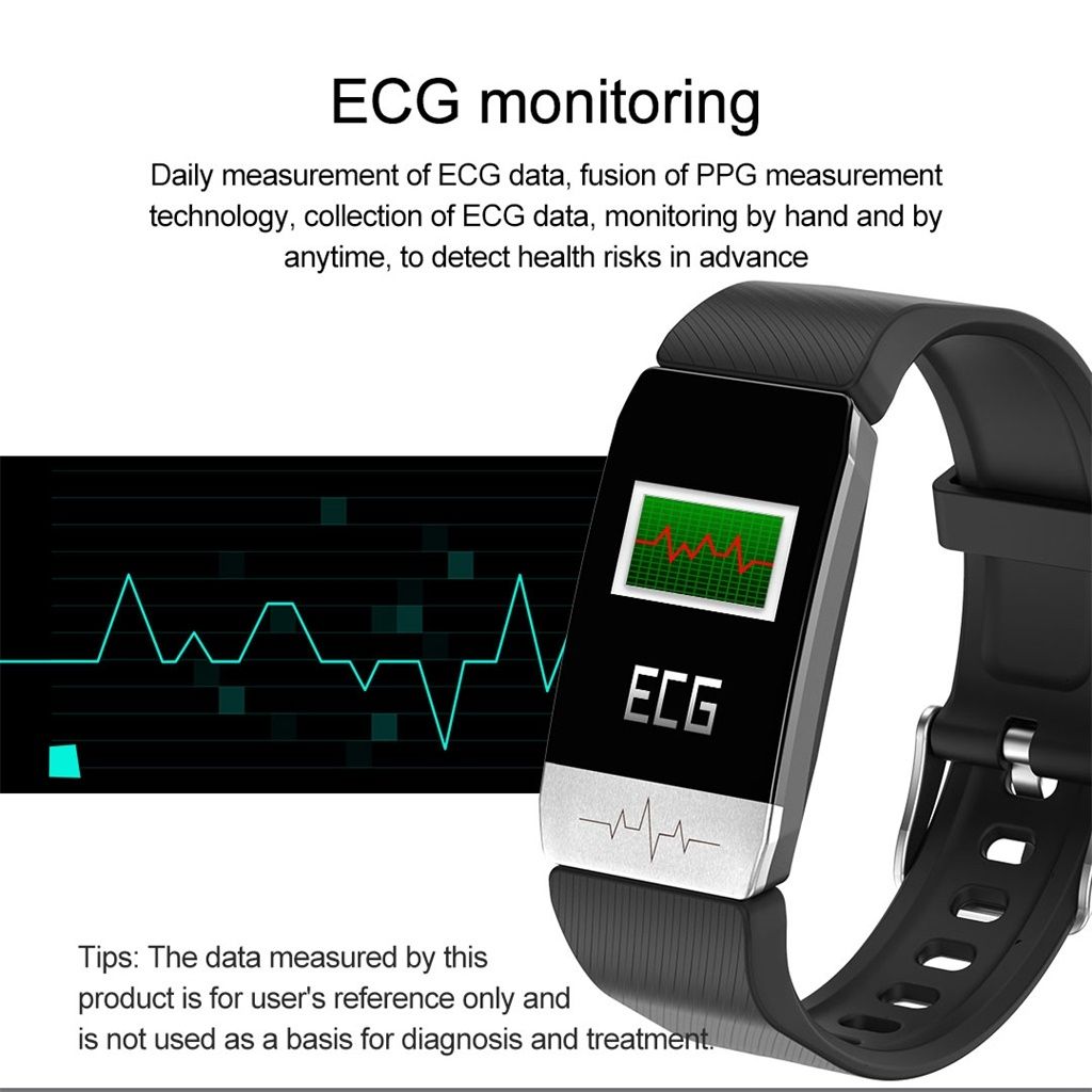 T1 1.14 Inch Color Screen Smart Watch IP67 Waterproof,Support Call Reminder /Heart Rate Monitoring/Sedentary Reminder/Sleep Monitoring/ECG Monitoring(Blue)