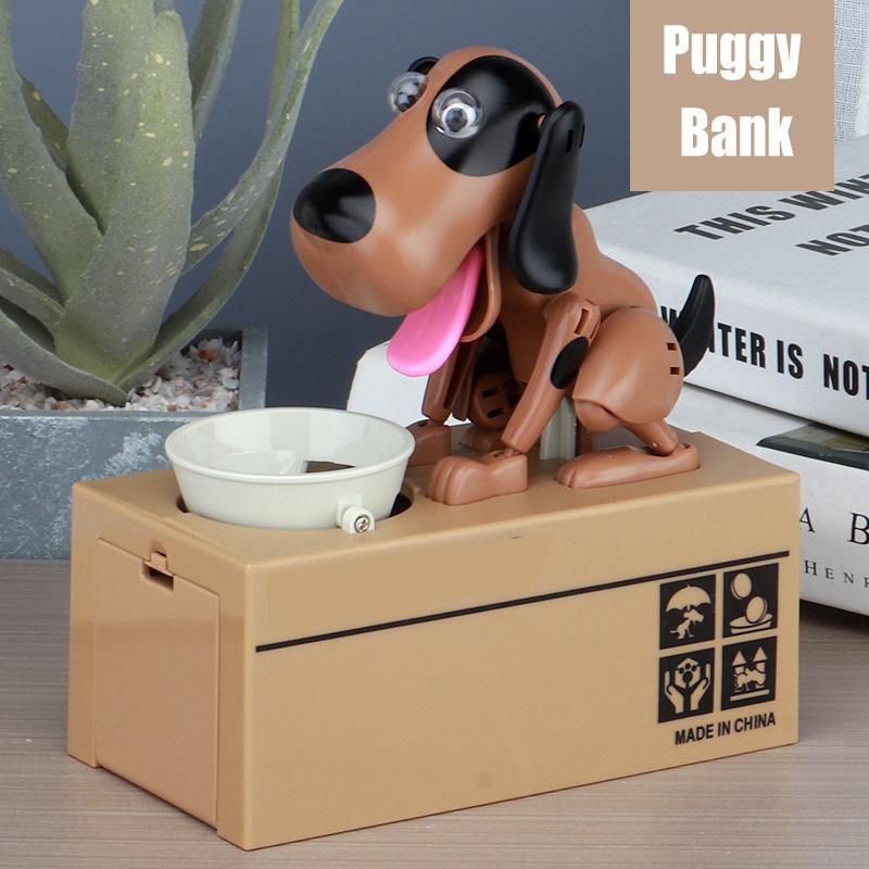 Little Dog Puggy Bank Battery Powered Robotic Coin Munching