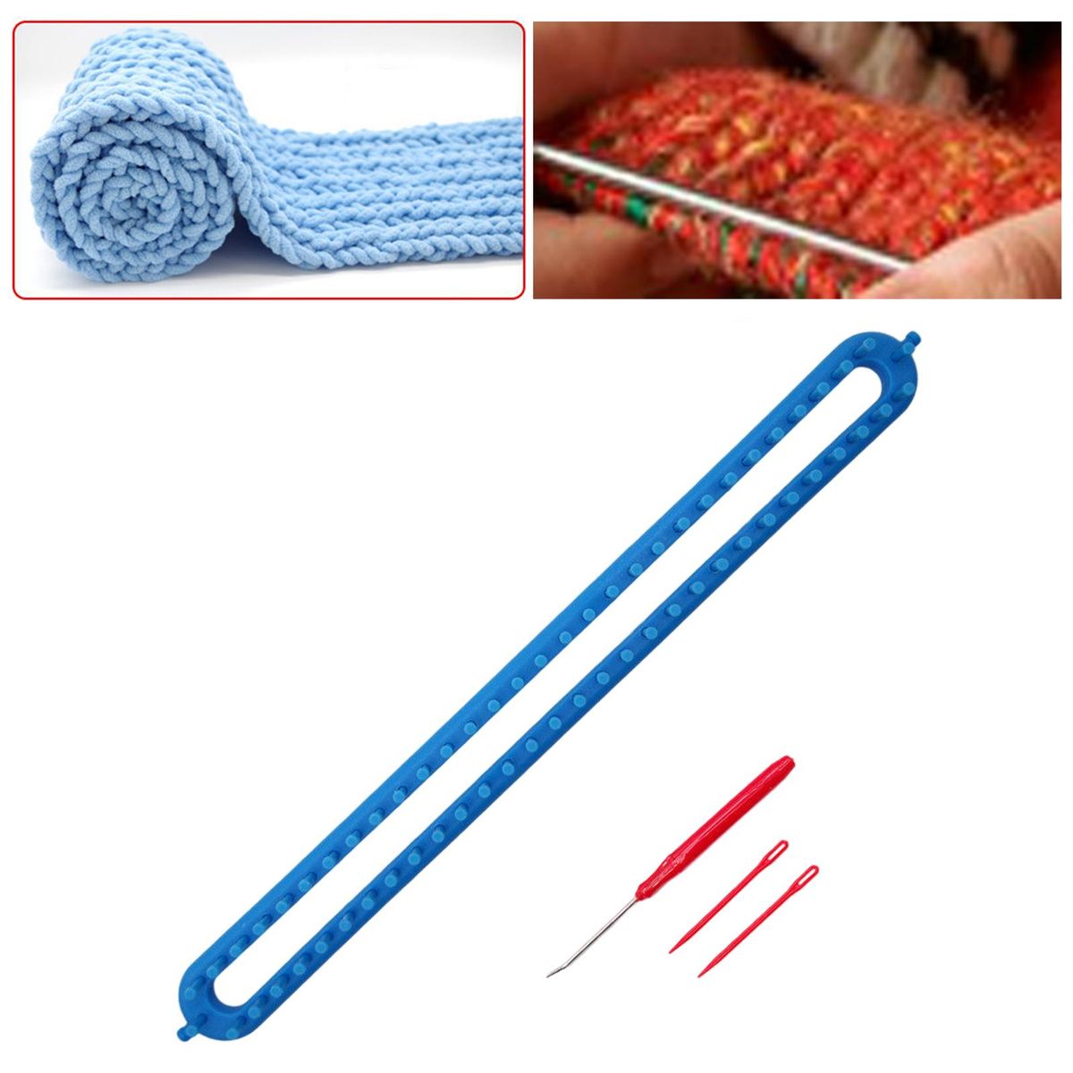 Plastic Knitting Loom Kit Crochet Weaving  Knitter Blue 22.8inch