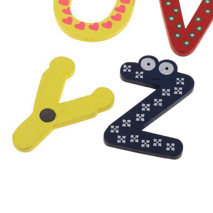 26pcs English A-Z Wooden Magnetic Letters Cartoon Fridge Magnet