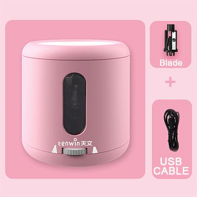 Electric Pencil Sharpener Mini Colorful Automatic Pencil Sharpener Student Office Stationery School Cartoon Semi-automati 8035 Pink