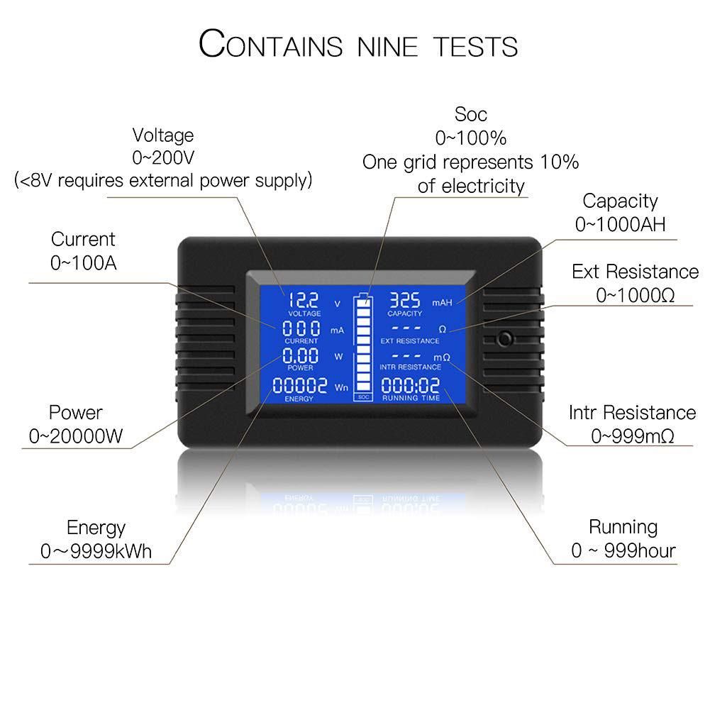 DC Multifunction Battery Monitor Meter LCD Display Digital