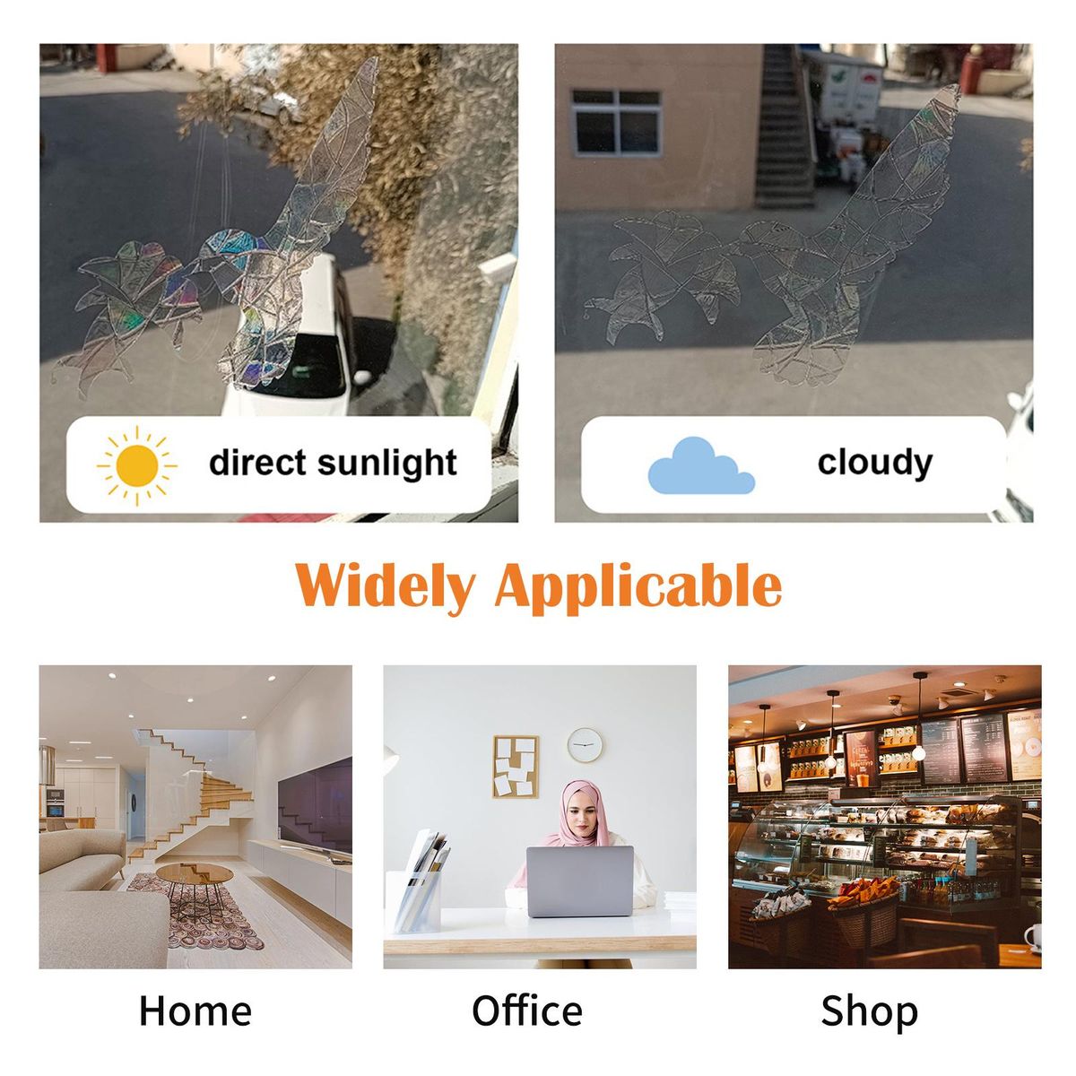 3 Sheets Anti-Collision Window Stickers DIY Rainbow Leaves Theme Window Clings Removable PVC Glass Stickers for Bird Strikes