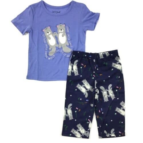 Girls' Otters Jersey Short Sleeve Pajama Set