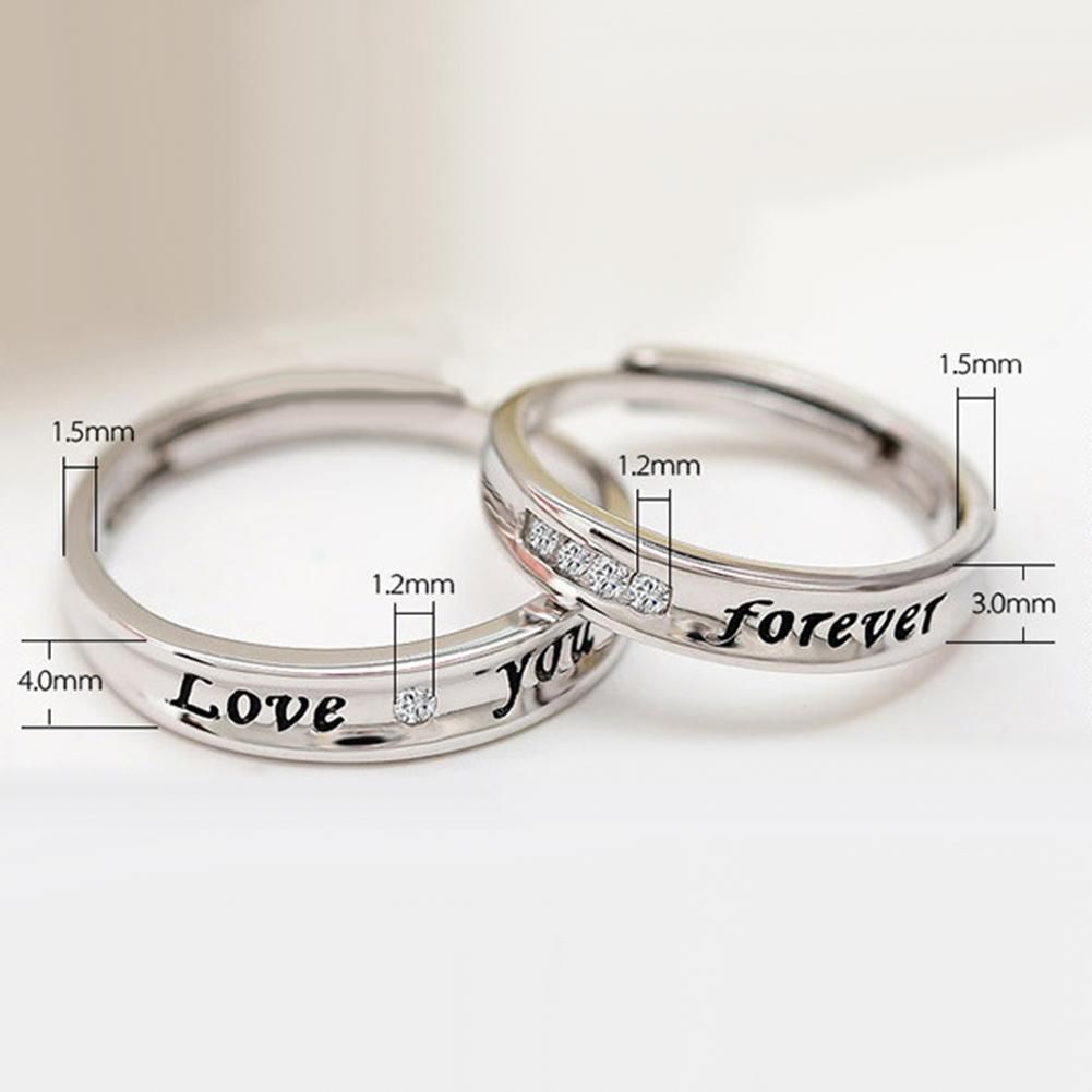 Love You Forever Rhinestone Lover Couple Promise-Silver
