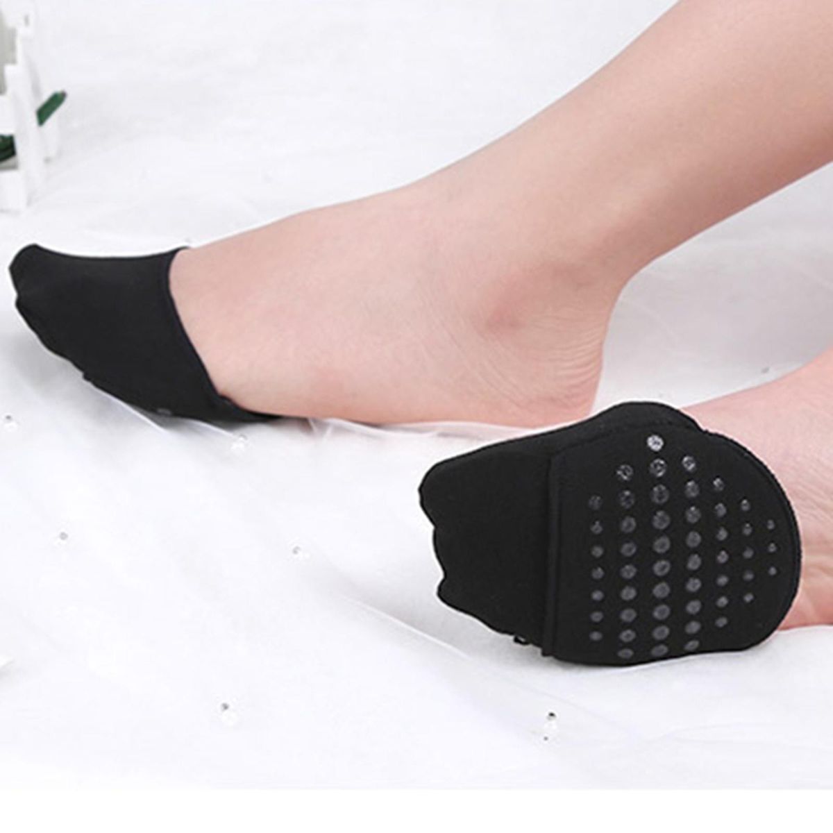 2 Pieces Silicone  Forefoot Pad Pain Relief For High Heels Black