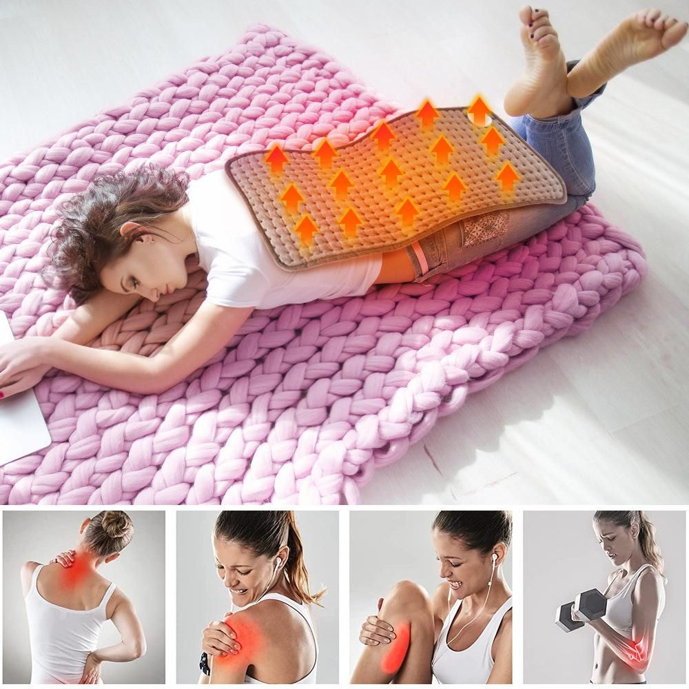 Heating Pad for Back Pain and Cramp Relief 11.8*23.6 In Size Electric Heating Pad for Shoulder Neck Pain with 10 Temperature Level and 3 Timer 230V UK Plug