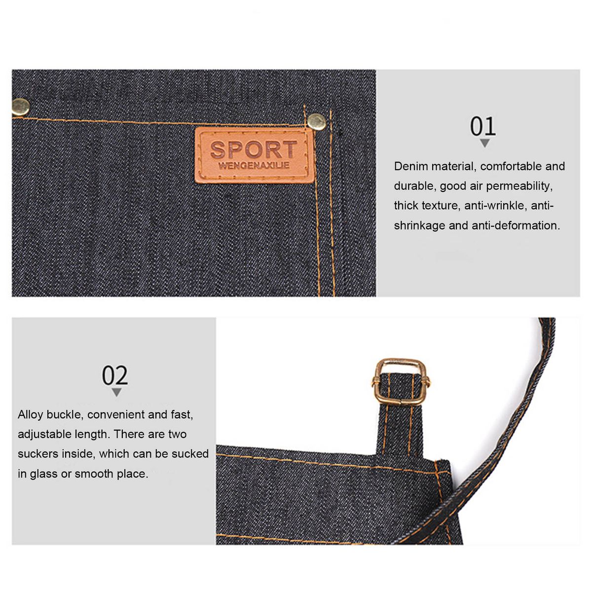Professional Barber Denim Apron With Pockets Machine