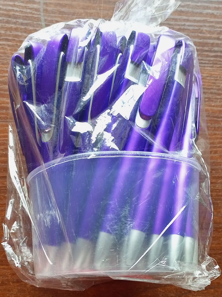 Fancy Customizable Plastic Ballpoint Pen (Purple Color) - 50 Pcs Pack