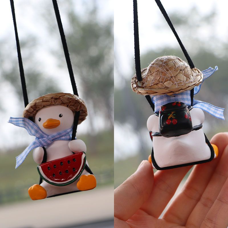 Gypsum Car Accessories Schoolbag Straw Swing Duck Pendant