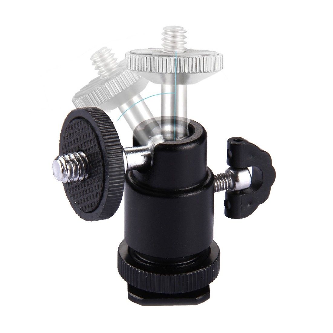 Aluminum Alloy Hot Shoe Tripod Heads, 1/4 Inch Male Screw Adapter
