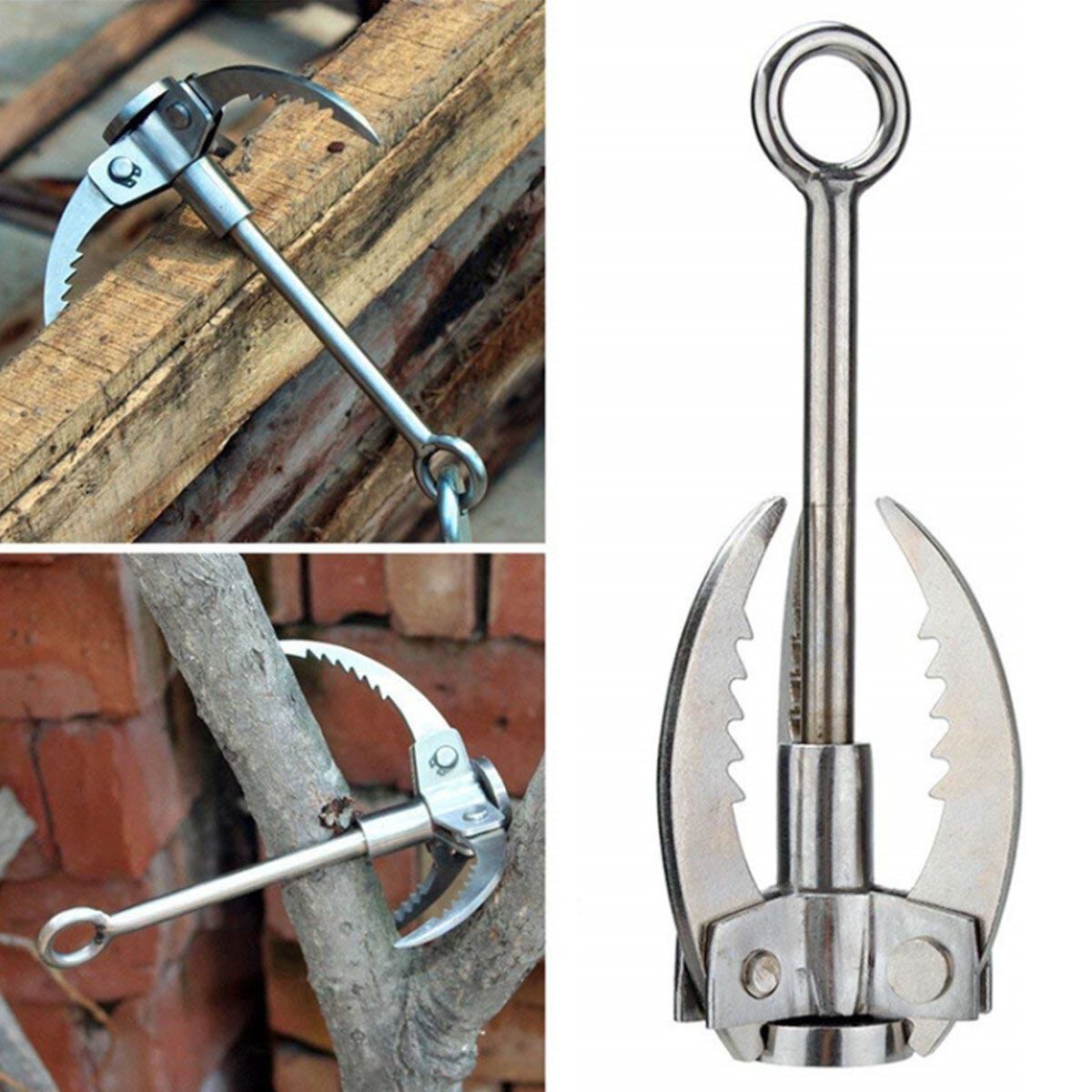 Stainless Steel Folding Grappling Gravity Hook Climbing Claw Camping Practical Outdoor Silver