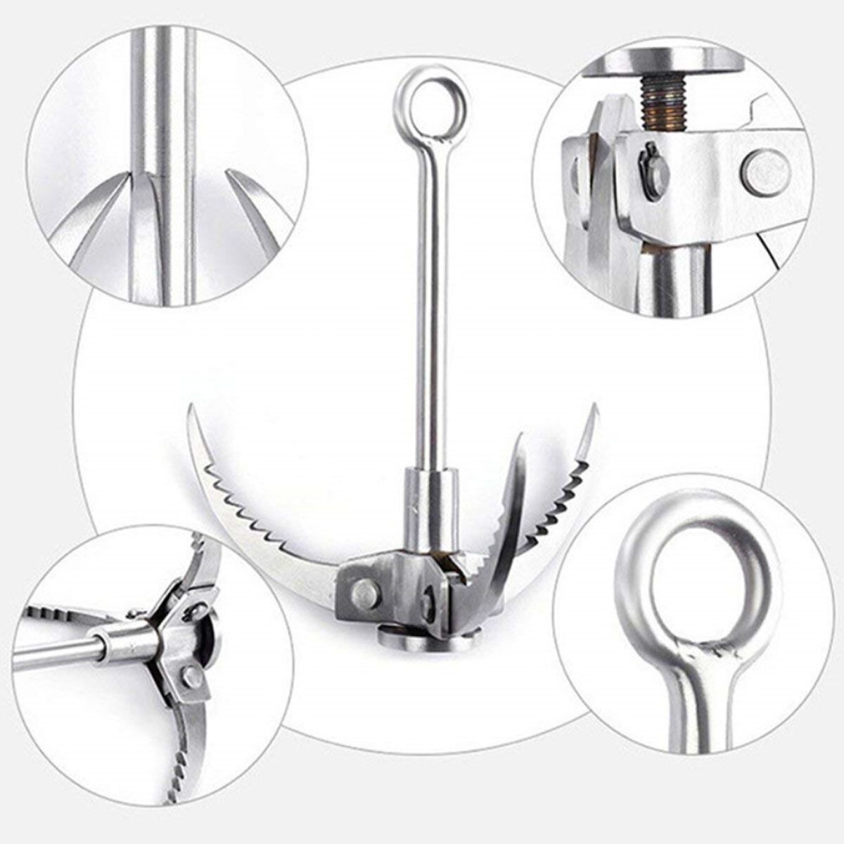 Stainless Steel Folding Grappling Gravity Hook Climbing Claw Camping Practical Outdoor Silver