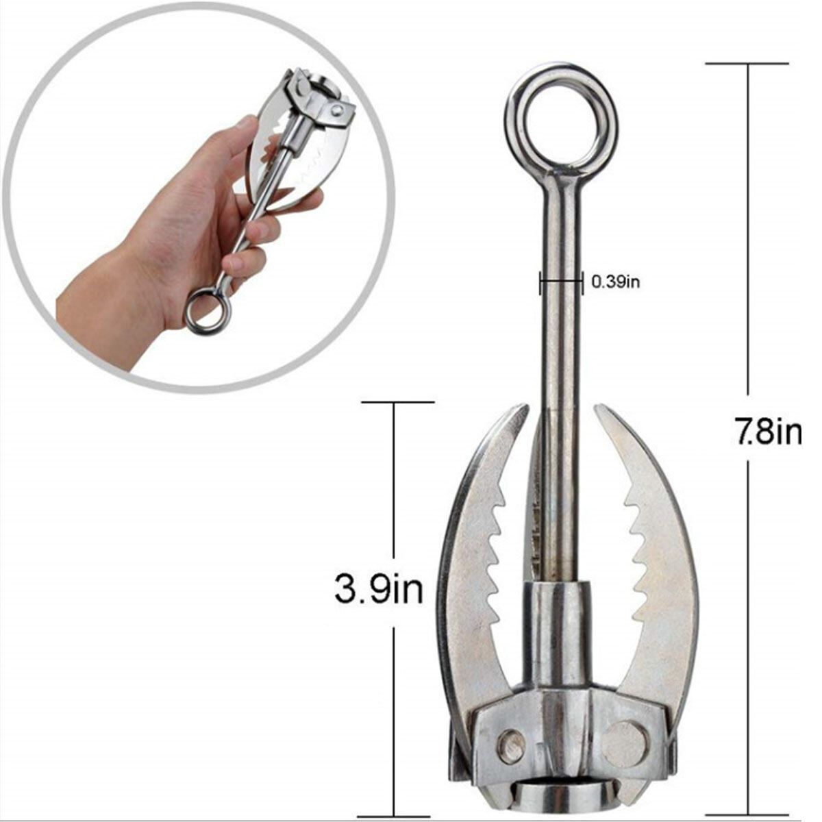 Stainless Steel Folding Grappling Gravity Hook Climbing Claw Camping Practical Outdoor Silver