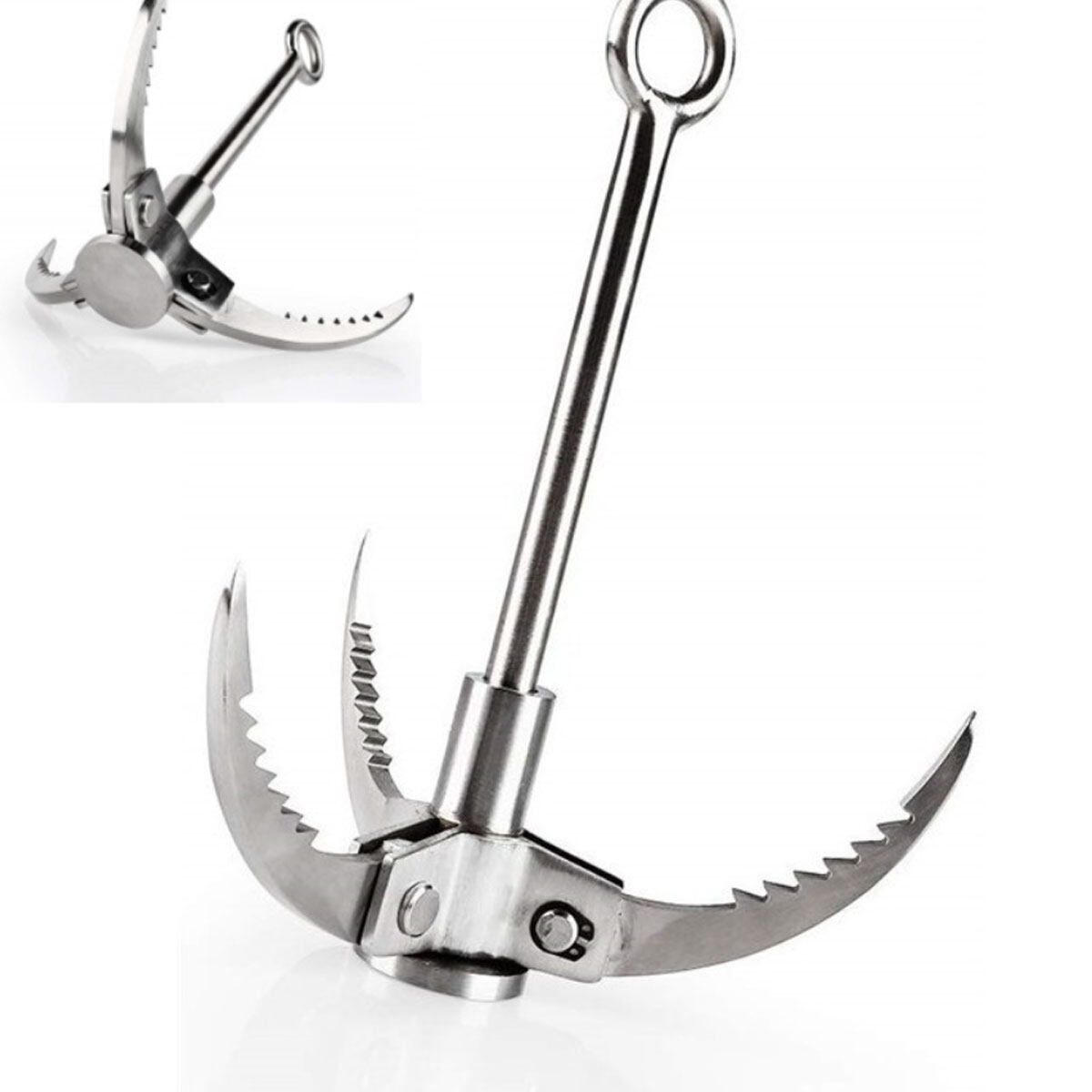 Stainless Steel Folding Grappling Gravity Hook Climbing Claw Camping Practical Outdoor Silver