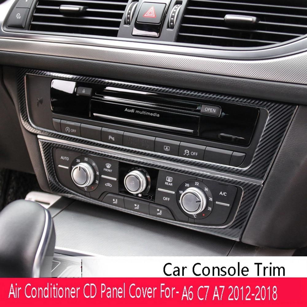 2Pcs Car Carbon Fiber Stainless Steel Console Air