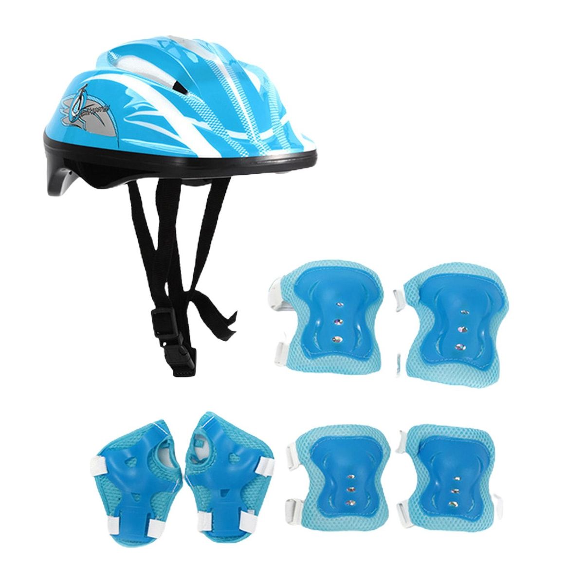 1 Set Skating Protective Gear Kids Sports Knee Hand Elbow Guards Set Light Blue