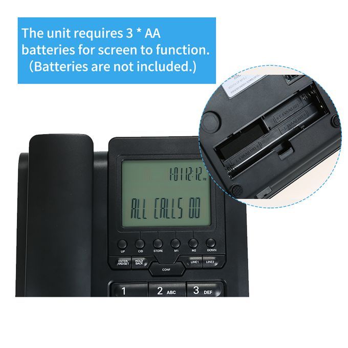 2-Line Digital Corded Telephone Desk Landline Phone With