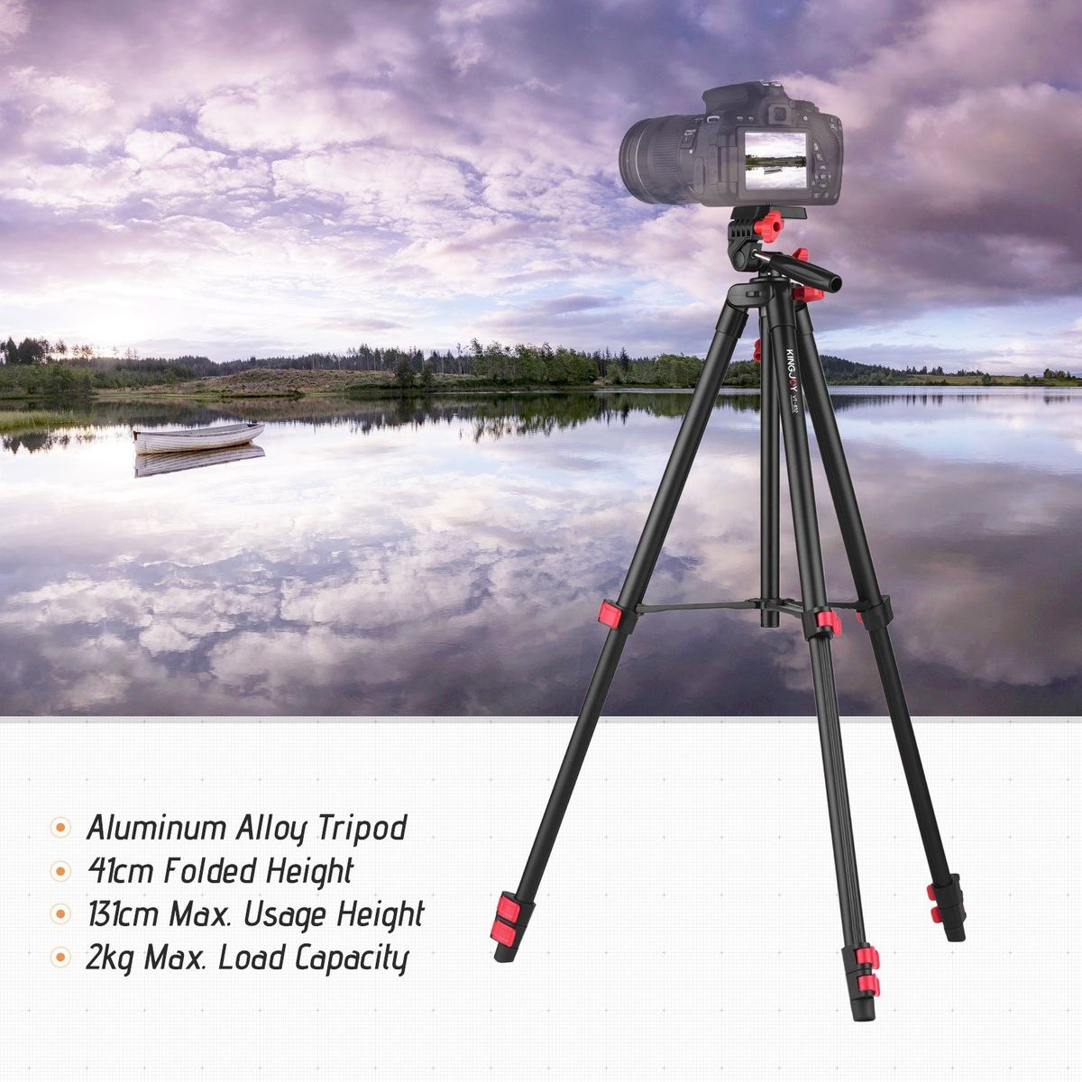 KINGJOY VT-832 Portable Photography Tripod Stand Aluminum