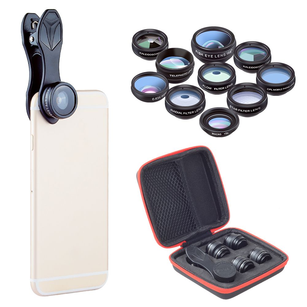 10 In 1 Phone Camera Lens Kit With 0.63X Wide Angle