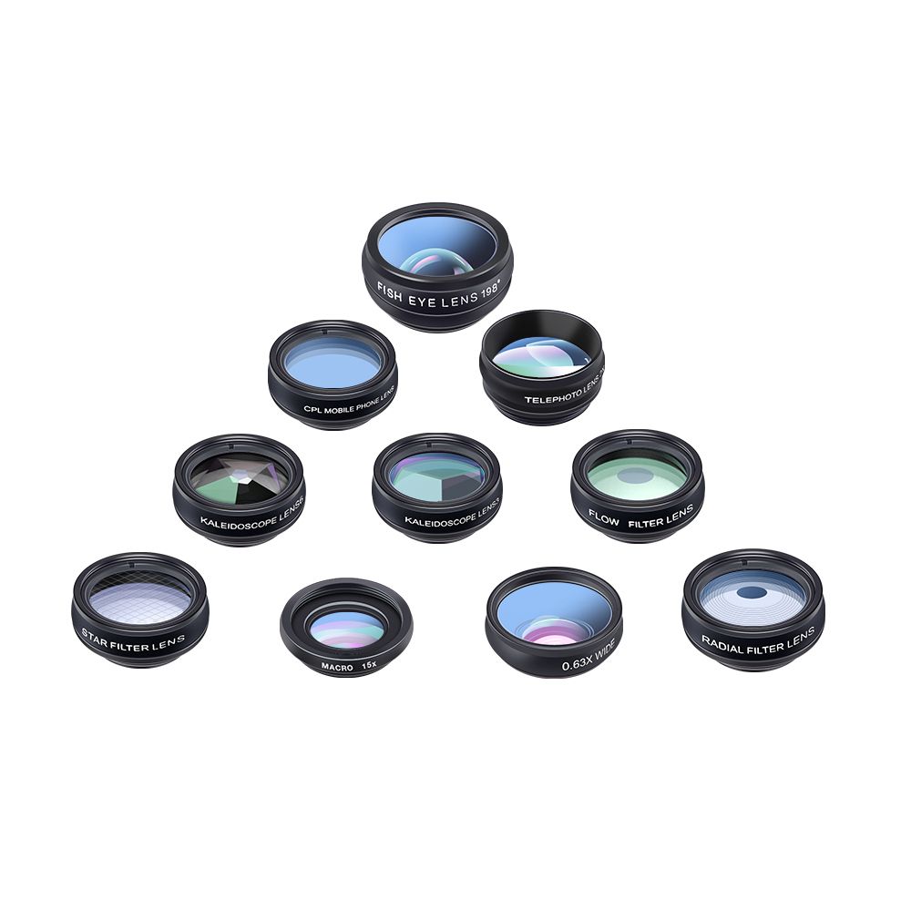 10 In 1 Phone Camera Lens Kit With 0.63X Wide Angle