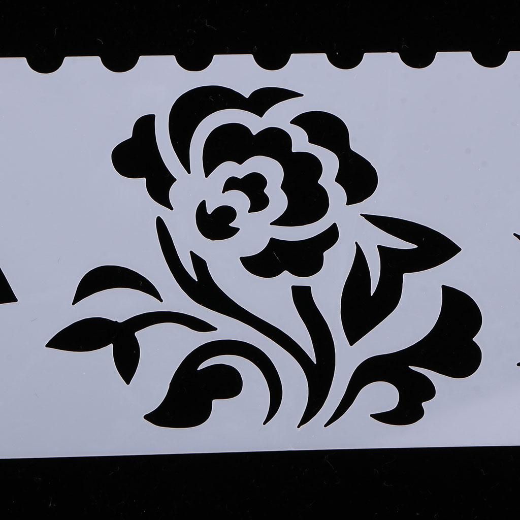 8pcs Plastic Drawing Stencil Painting Templates For Studio Flowers